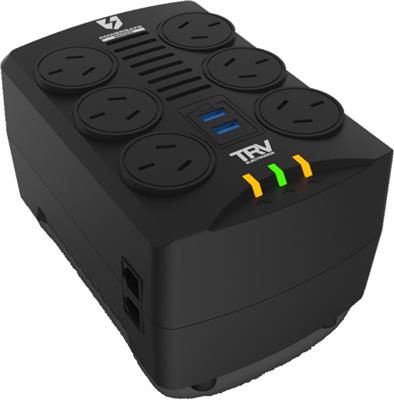 ESTABILIZADOR TRV POWERSAFE GAMER 4000VA 6 TOMAS USBx2 +RJ45