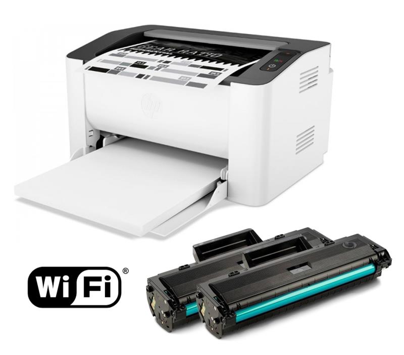 IMPRESORA LASER NEGRO HP 107W WIFI COMBO TONER X2 EXTRA -