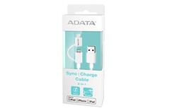 CABLE ADATA APPLE LIGHTNING + MICRO USB WH (SYNC Y CARGA)