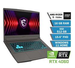 NOTEBOOK MSI THIN GAMER A15 15.6 FHD 144HZ RYZEN 5 7535HS 16GB 512GB RTX 4060 W11 BACKLIT