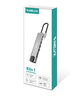 HUB USB C KELIX 8 EN 1 HDMI SD USB C USB A RJ45
