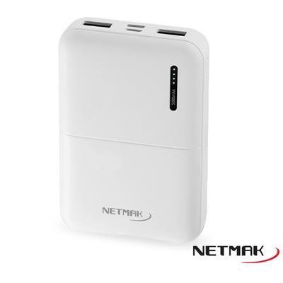 POWER BANK NETMAK 5.000 MAH WHITE (LED)