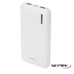 POWER BANK NETMAK 10.000 MAH WHITE (LED)