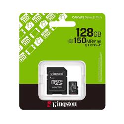 TARJETA MICROSD 128GB KINGSTON CANVAS SELECT PLUS MICRO SDXC 64GB GEN3 A1 150MB/S C/ADAPTADOR