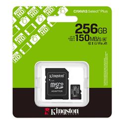 TARJETA MICROSD 256GB KINGSTON CANVAS SELECT PLUS MICRO SDXC 64GB GEN3 A1 150MB/S C/ADAPTADOR