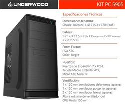 GABINETE UNDERWOOD KIT 5905 MID TOWER PSU 600W